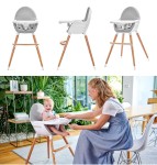 Kinderkraft FINI - Krzesełko Do Karmienia 2w1, 5-punktowe pasy, regulowana tacka.