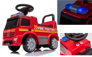 Sun Baby - Jeździk straż pożarna Mercedes ANTOS na licencji, sygnały dźwiękowe i świetlne.