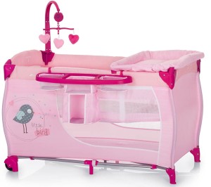 HAUCK - BABYCENTER łóżeczko turystyczne, kojec, przewijak, dwa poziomy,karuzelka, schowek