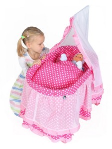 Łóżeczko z baldachimem dla lalek Baby Mix Nikolka jasnoróżowy