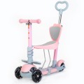 Babymix - MULTI SCOOTER hulajnoga dla dzieci 3w1 trójkołowa z siodełkiem i pchaczem - PINK (różowa)