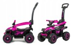 Babymix MEGA Jeździk z rączką Baby Mix, pojazd quad z pchaczem 3w1 - PINK