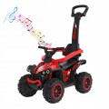 Babymix MEGA Jeździk z rączką Baby Mix, pojazd quad z pchaczem 3w1 - RED