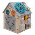 Babymix - Drewniany DOMEK MONTESSORI Tablica aktywności | daszek szary