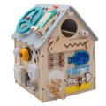 Babymix - Drewniany DOMEK MONTESSORI Tablica aktywności | daszek szary