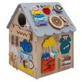 Babymix - Drewniany DOMEK MONTESSORI Tablica aktywności | daszek szary