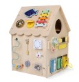 Babymix - Drewniany DOMEK MONTESSORI Tablica aktywności | daszek natural