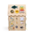 Babymix - Drewniany DOMEK MONTESSORI Tablica aktywności | daszek natural