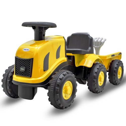 Babymix - BENNY traktor z przyczepą i narzędziami, jeździk Baby Mix - YELLOW (żółty)
