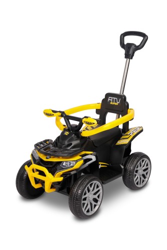 TOYZ MOVIX Jeździk z rączką, pojazd quad 4-koła z pchaczem, barierka - YELLOW (żółty)