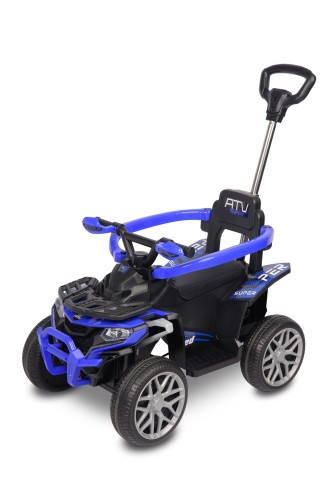 TOYZ MOVIX Jeździk z rączką, pojazd quad 4-koła z pchaczem, barierka - BLUE (niebieski)