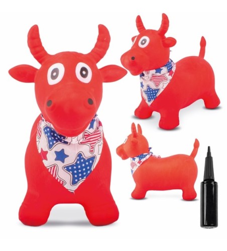 Sun Baby - gumowy skoczek dla dzieci BYCZEK 55cm CZERWONY z bandaną