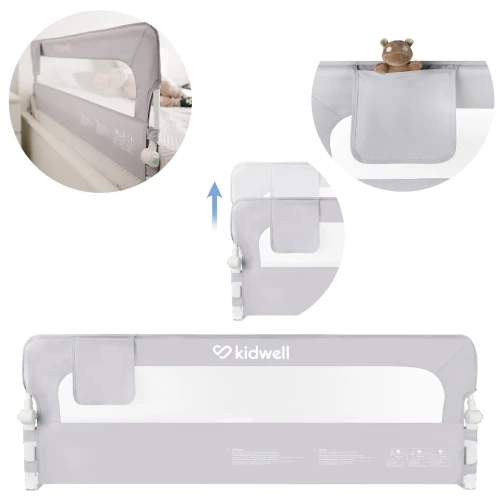 Kidwell CORI Barierka ochronna do łóżka 150cm Wysoka 65cm Szara Zabezpieczenie