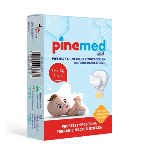 PINEMED pieluszka dziecięca z woreczkiem do pobierania moczu, 0-5 kg, 1 szt.