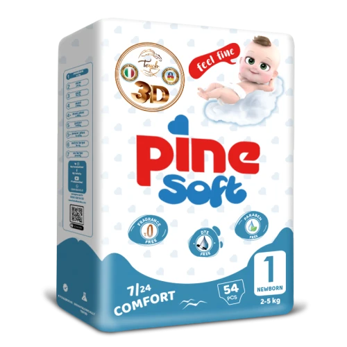 Pine Soft 3D Pieluchy dla dzieci NEWBORN 1 (2-5 kg), 54 szt.
