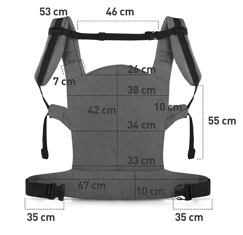 nosidełko milo, wymiary 
