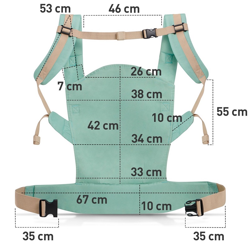 kinderkraf, wymiary. nosidełko, nino